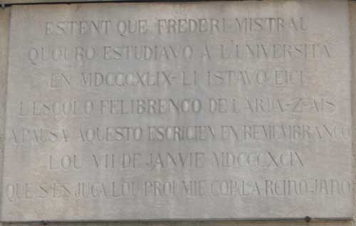 Plaque Frderic Mistral